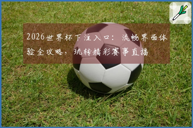 2026世界杯下注入口：流畅界面体验全攻略，玩转精彩赛事直播
